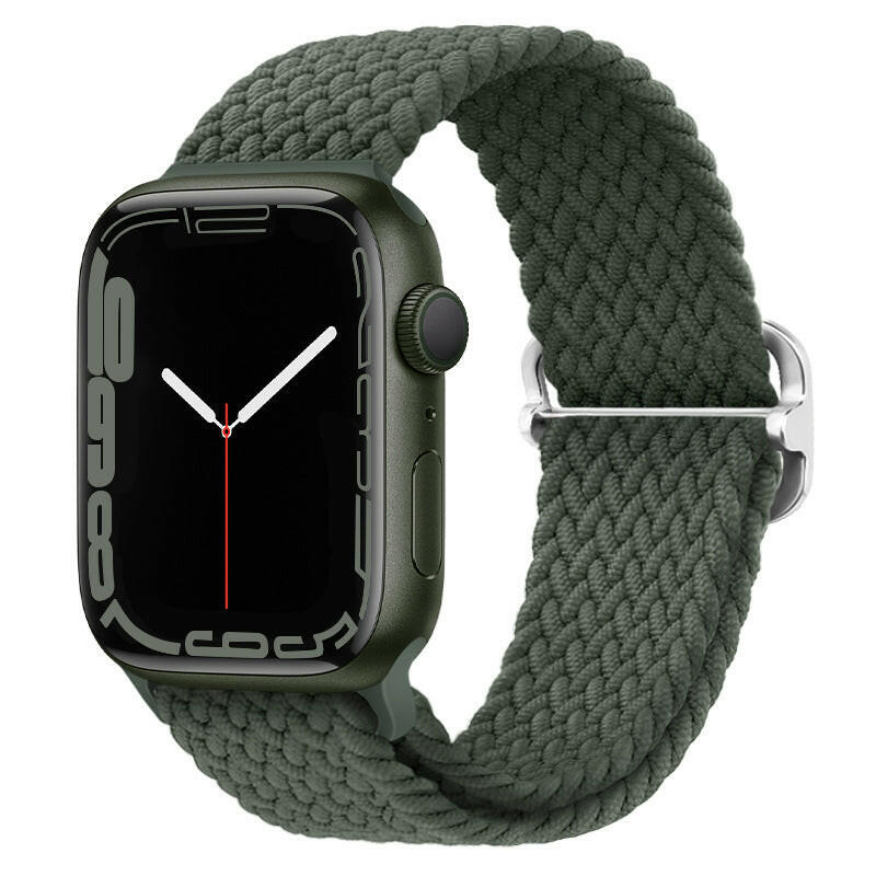 Watchify klokkereim for Apple Watch. En nydelig, komfortabel og elastisk klokkereim med en spenne som ikke er ubehagelig mot huden. Passer Iwatch series 1/2/3/4/5/6/7. grønn oliven farge