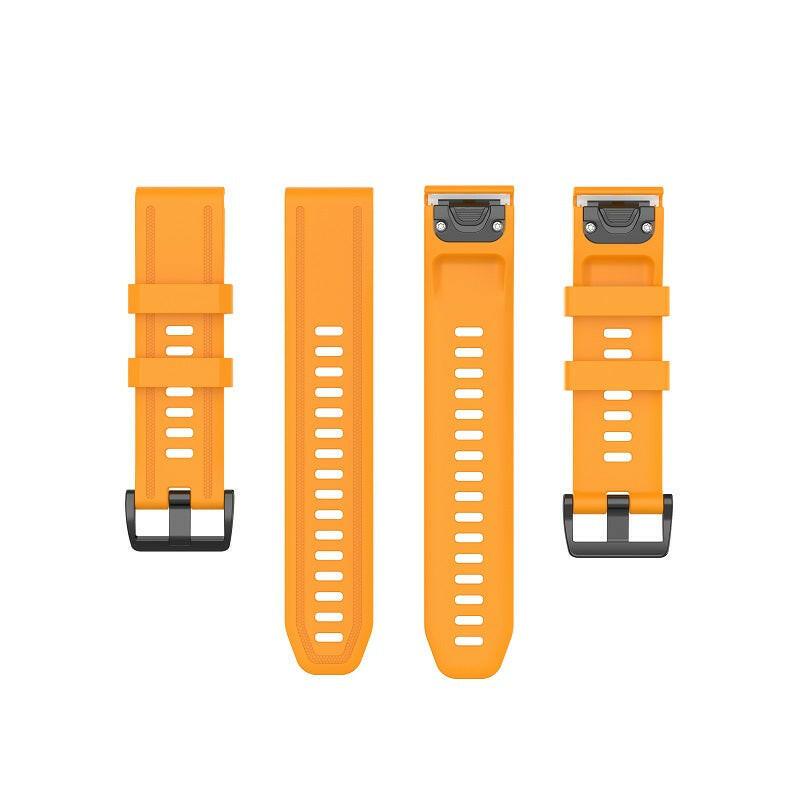 Myk og komfortabel silikonreim til garmin smartklokker. En slitesterk og behagelig klokkereim i orangsje som passer flere typer garminklokker.