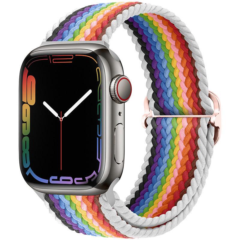 Watchify klokkereim for Apple Watch. En nydelig, komfortabel og elastisk klokkereim med en spenne som ikke er ubehagelig mot huden. Passer Apple Watch series 1/2/3/4/5/6/7/ultra. Hvit Multifarget strikket