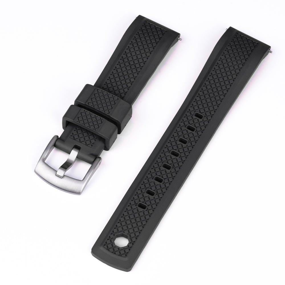 FKM Gummireim V1 Sort Quick-release (20mm/22mm) - Watchify.no