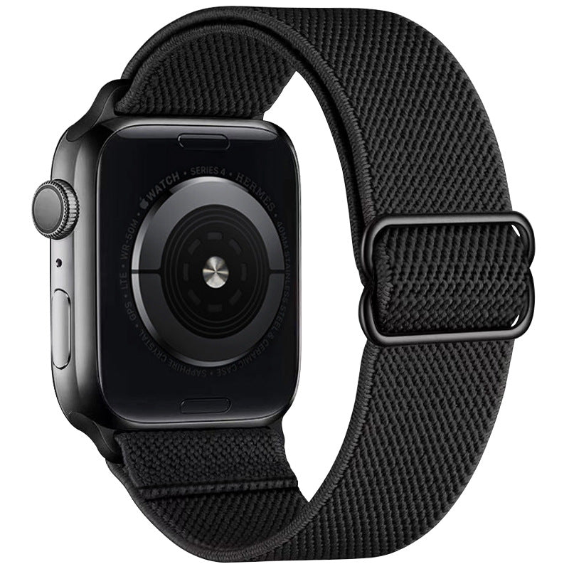 Watchify V2 klokkereim for Apple Watch. En nydelig, komfortabel og elastisk klokkereim med en spenne som ikke er ubehagelig mot huden. Passer Apple Watch series 1/2/3/4/5/6/7. Sort