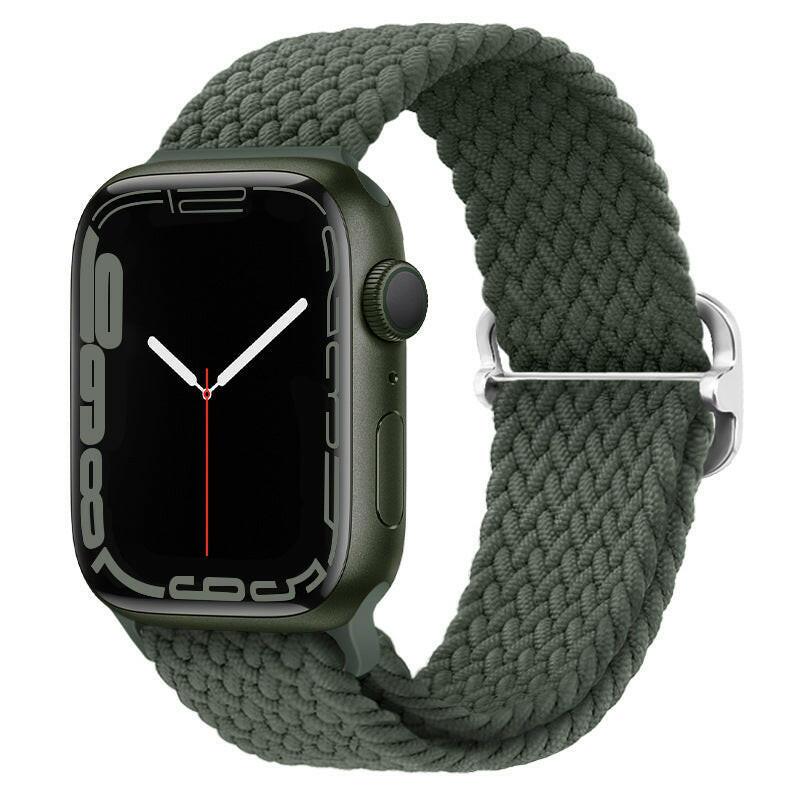 Watchify klokkereim for Apple Watch. En nydelig, komfortabel og elastisk klokkereim med en spenne som ikke er ubehagelig mot huden. Passer Apple Watch series 1/2/3/4/5/6/7. grønn oliven farge