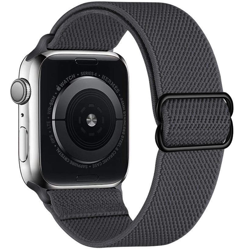 Watchify V2 klokkereim for Apple Watch. En nydelig, komfortabel og elastisk klokkereim med en spenne som ikke er ubehagelig mot huden. Passer Apple Watch series 1/2/3/4/5/6/7. Grå