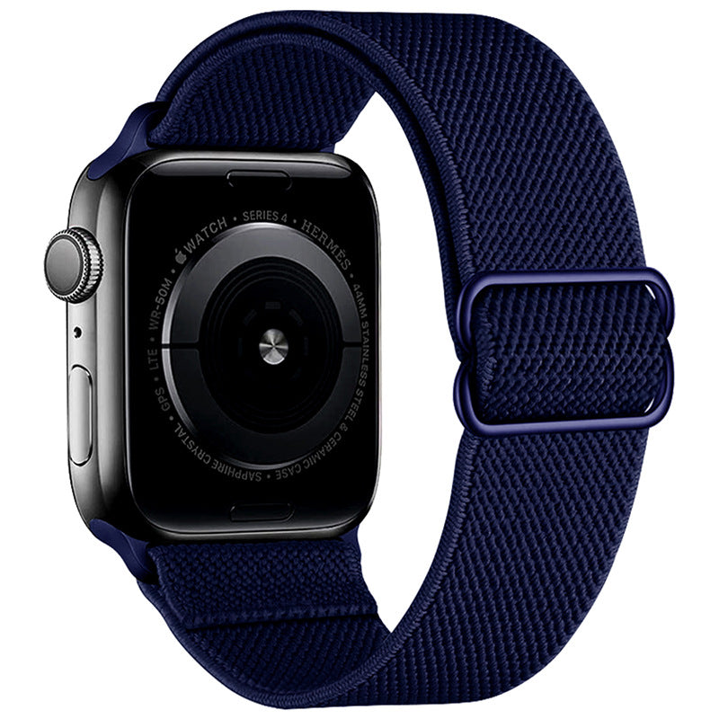 Watchify V2 klokkereim for Apple Watch. En nydelig, komfortabel og elastisk klokkereim med en spenne som ikke er ubehagelig mot huden. Passer Apple Watch series 1/2/3/4/5/6/7. marineblå